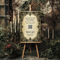 Black Lace personalised wedding QR code sign for guest photo sharing