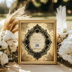 Black Lace Oval Frame personalised wedding QR code sign for guest photo sharing