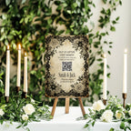 Black Rose personalised wedding QR code sign for guest photo sharing