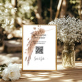 Boho personalised wedding QR code sign for guest photo sharing