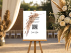 Boho personalised wedding QR code sign for guest photo sharing