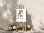 Boho personalised wedding QR code sign for guest photo sharing