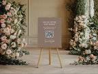 Earth personalised wedding QR code sign for guest photo sharing