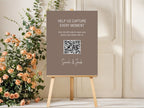 Earth personalised wedding QR code sign for guest photo sharing