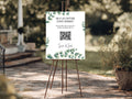 Eucalyptus personalised wedding QR code sign for guest photo sharing