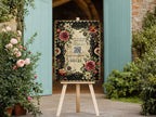 Gothic Floral Frame personalised wedding QR code sign for guest photo sharing