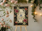 Gothic Floral Frame personalised wedding QR code sign for guest photo sharing
