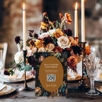 Moody Floral personalised wedding QR code sign for guest photo sharing