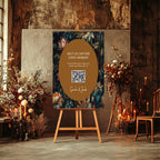 Moody Floral personalised wedding QR code sign for guest photo sharing
