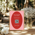 Red & Pink Stripe personalised wedding QR code sign for guest photo sharing