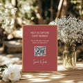 Rosewood personalised wedding QR code sign for guest photo sharing