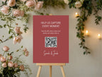 Rosewood personalised wedding QR code sign for guest photo sharing