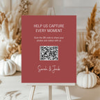 Rosewood personalised wedding QR code sign for guest photo sharing
