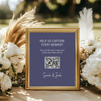 Sapphire Blue personalised wedding QR code sign for guest photo sharing