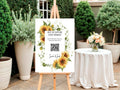 Sunflower personalised wedding QR code sign for guest photo sharing