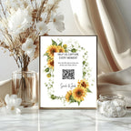 Sunflower personalised wedding QR code sign for guest photo sharing