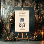 The Lovers Tarot | Beige personalised wedding QR code sign for guest photo sharing