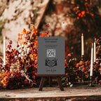 The Lovers Tarot | Charcoal personalised wedding QR code sign for guest photo sharing
