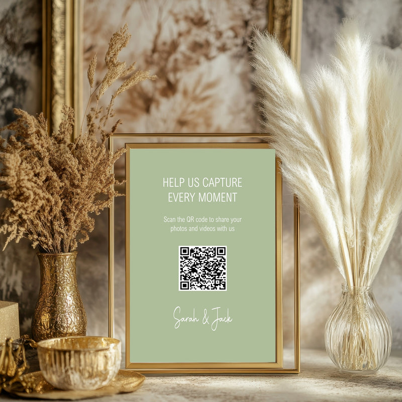 Willow personalised wedding QR code sign for guest photo sharing