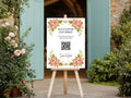 Pink Rose personalised wedding QR code sign for guest photo sharing