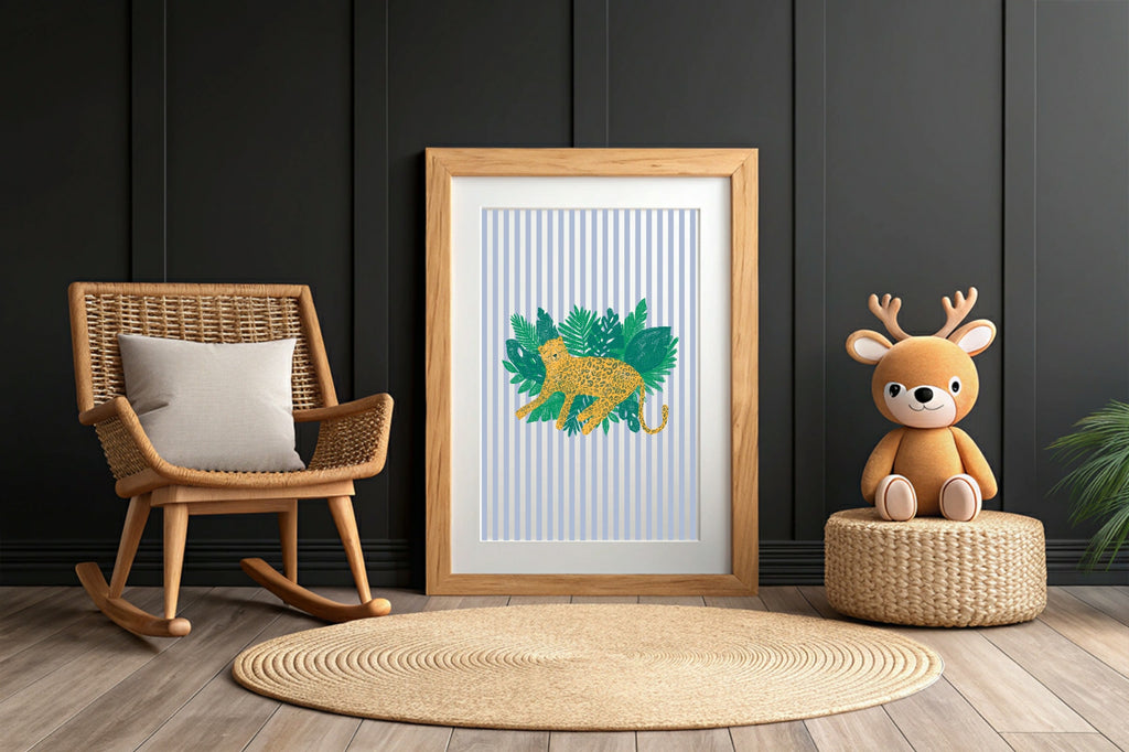 Striped Leopard Wall Art Print