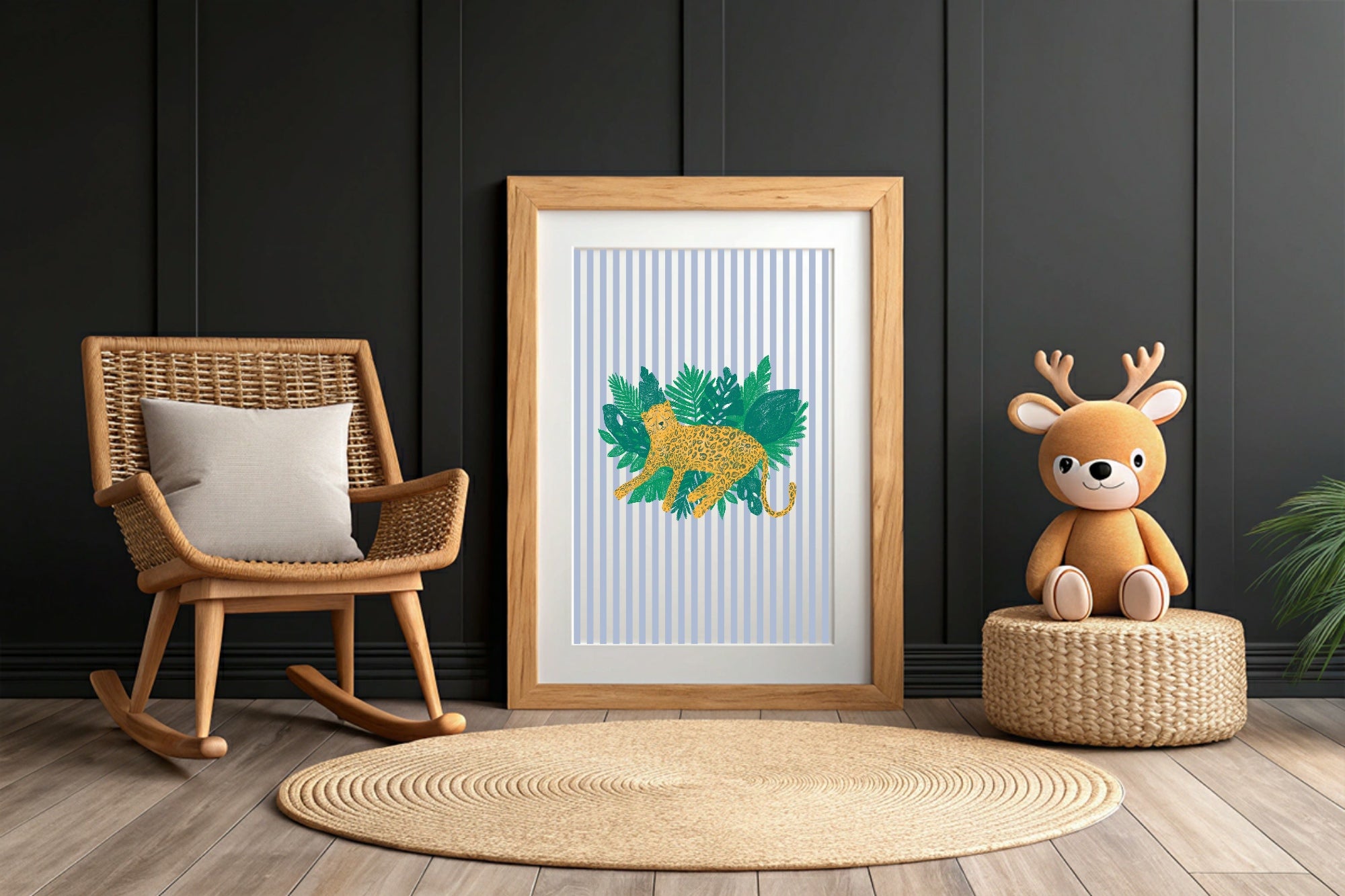 Striped Leopard Wall Art Print