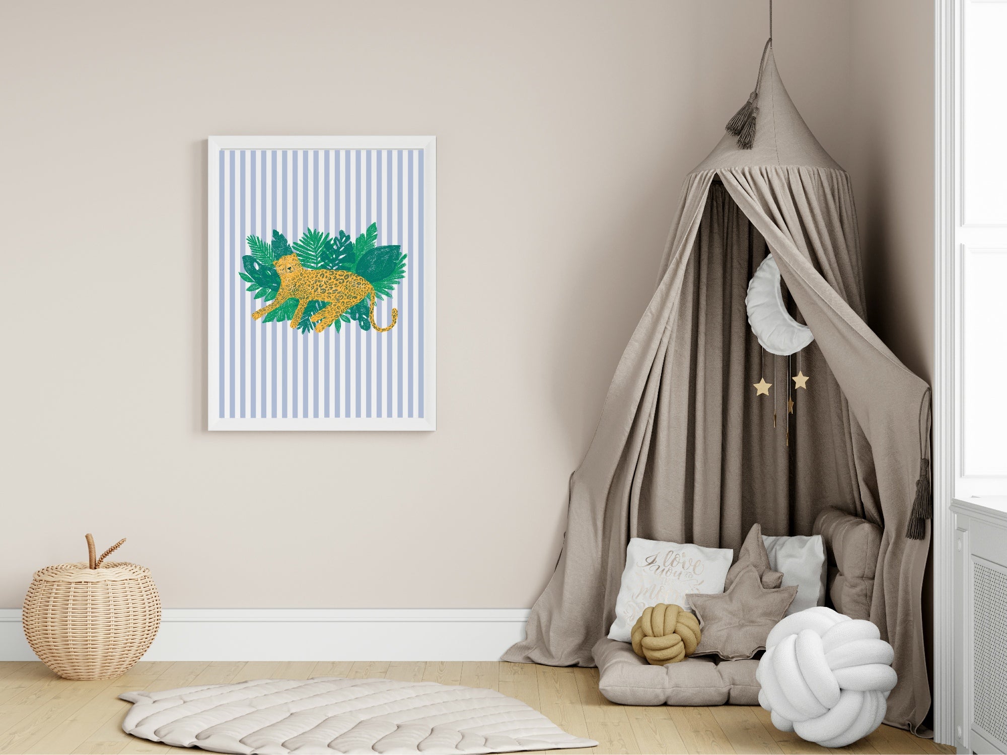 Striped Leopard Wall Art Print