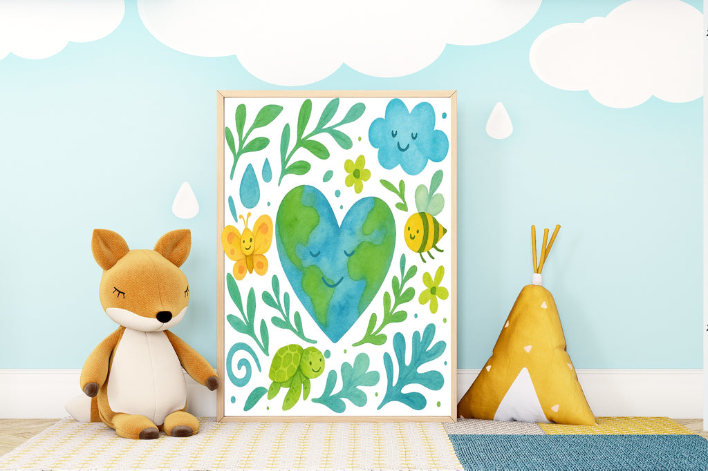 Kids Earth Wall Art Print | Matisse Inspired