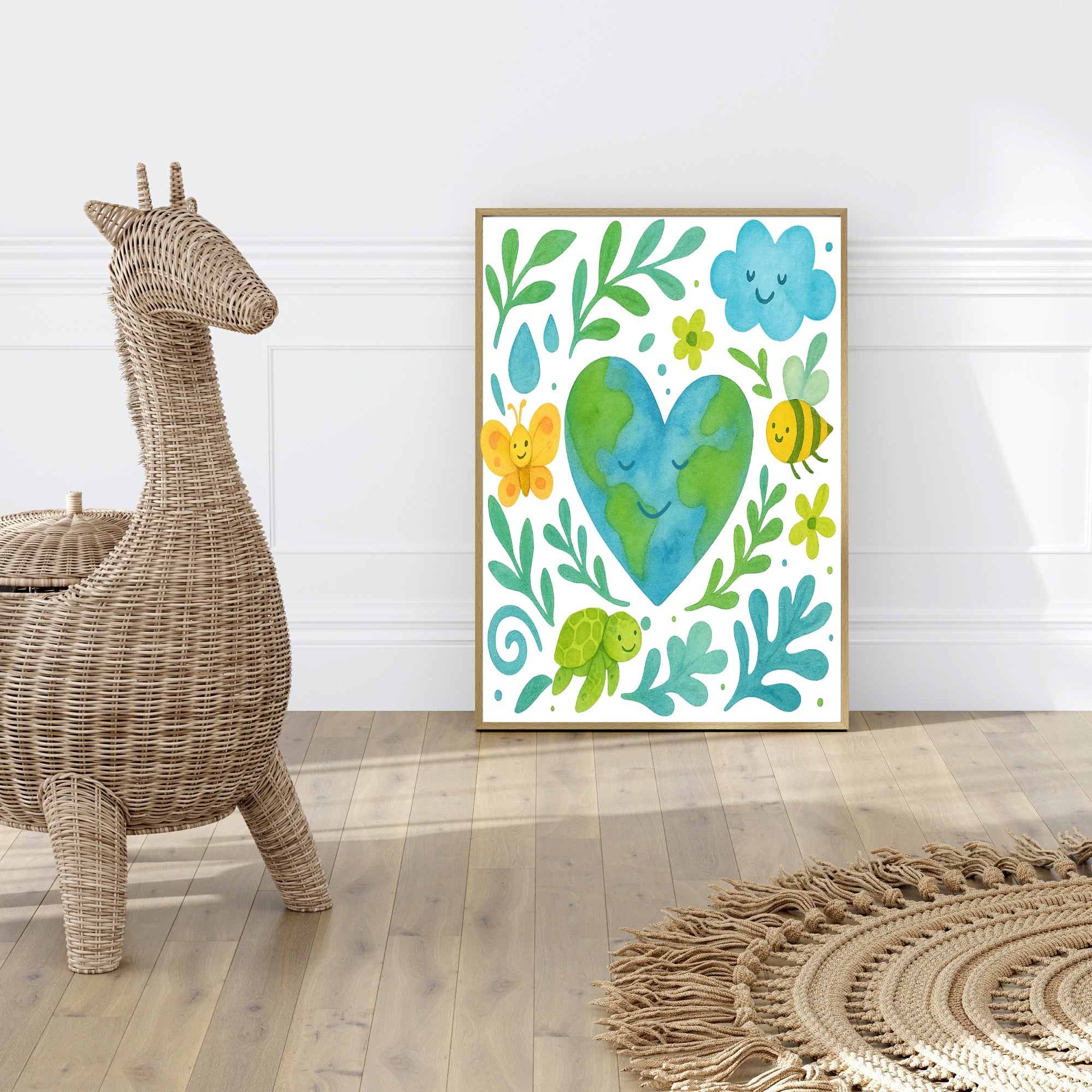 Kids Earth Wall Art Print | Matisse Inspired