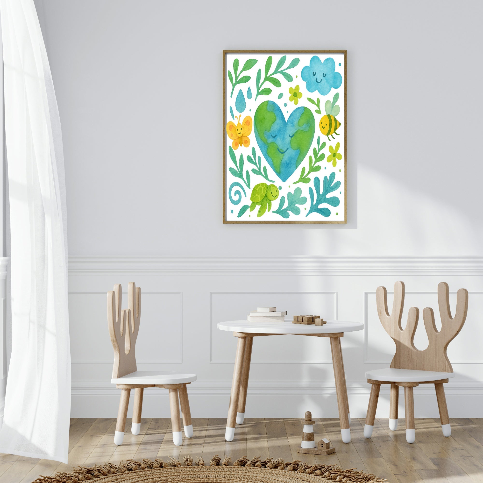Kids Earth Wall Art Print | Matisse Inspired