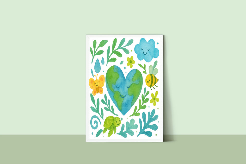 Kids Earth Wall Art Print | Matisse Inspired
