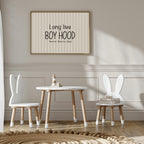 Pinstripe Long Live Boyhood Wall Art Print | Beige & Black