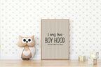 Pinstripe Long Live Boyhood Wall Art Print | Beige & Black