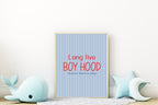 Pinstripe Long Live Boyhood Wall Art Print | Blue & Red