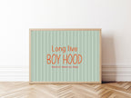Pinstripe Long Live Boyhood Wall Art Print | Green & Orange