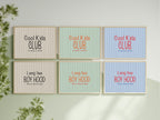 Pinstripe Cool Kids Club Wall Art Print | Beige & Black