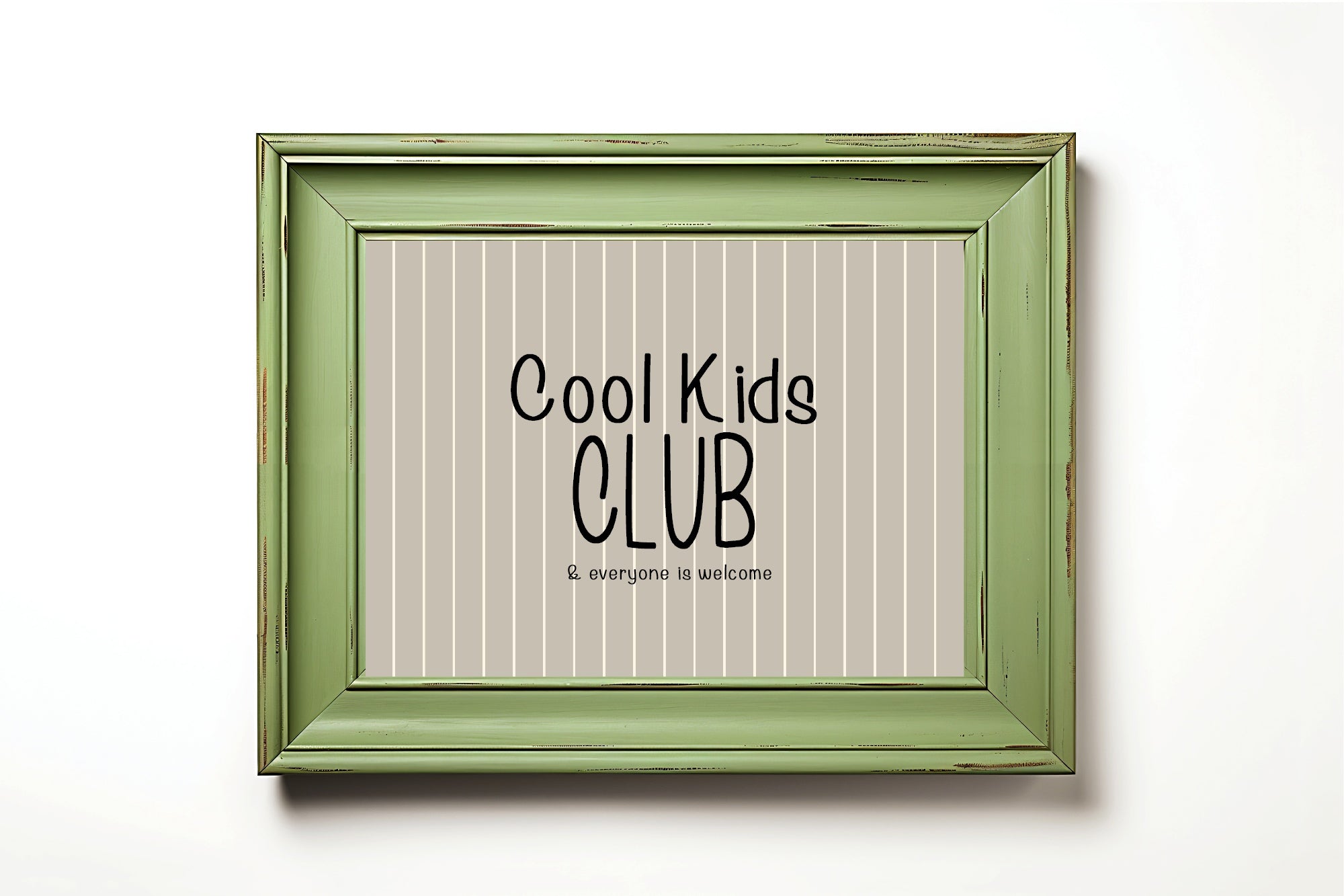 Pinstripe Cool Kids Club Wall Art Print | Beige & Black