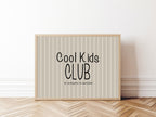 Pinstripe Cool Kids Club Wall Art Print | Beige & Black