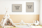 Pinstripe Cool Kids Club Wall Art Print | Beige & Black