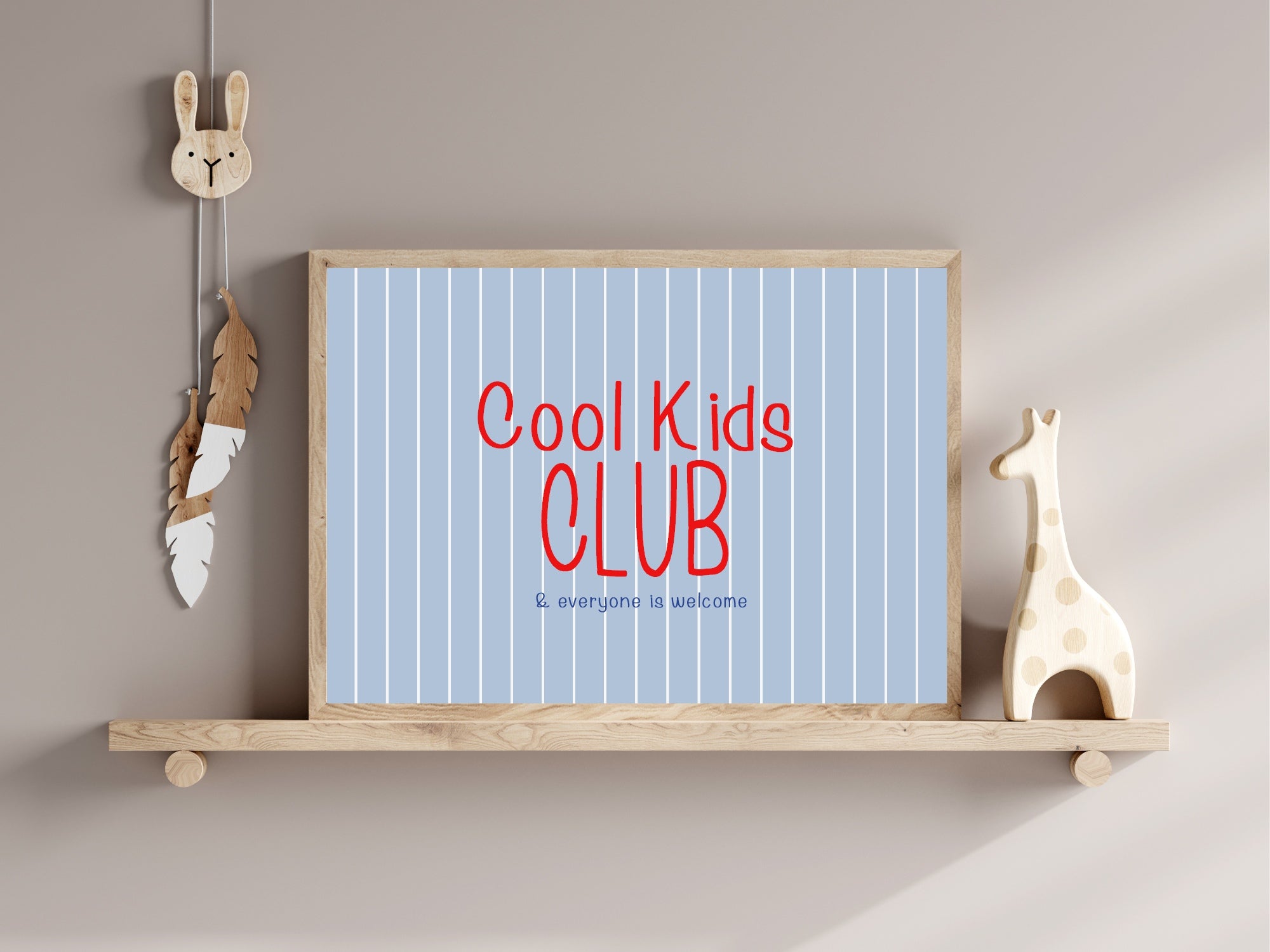 Pinstripe Cool Kids Club Wall Art Print | Blue & Red