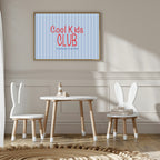 Pinstripe Cool Kids Club Wall Art Print | Blue & Red