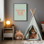 Pinstripe Cool Kids Club Wall Art Print | Green & Orange