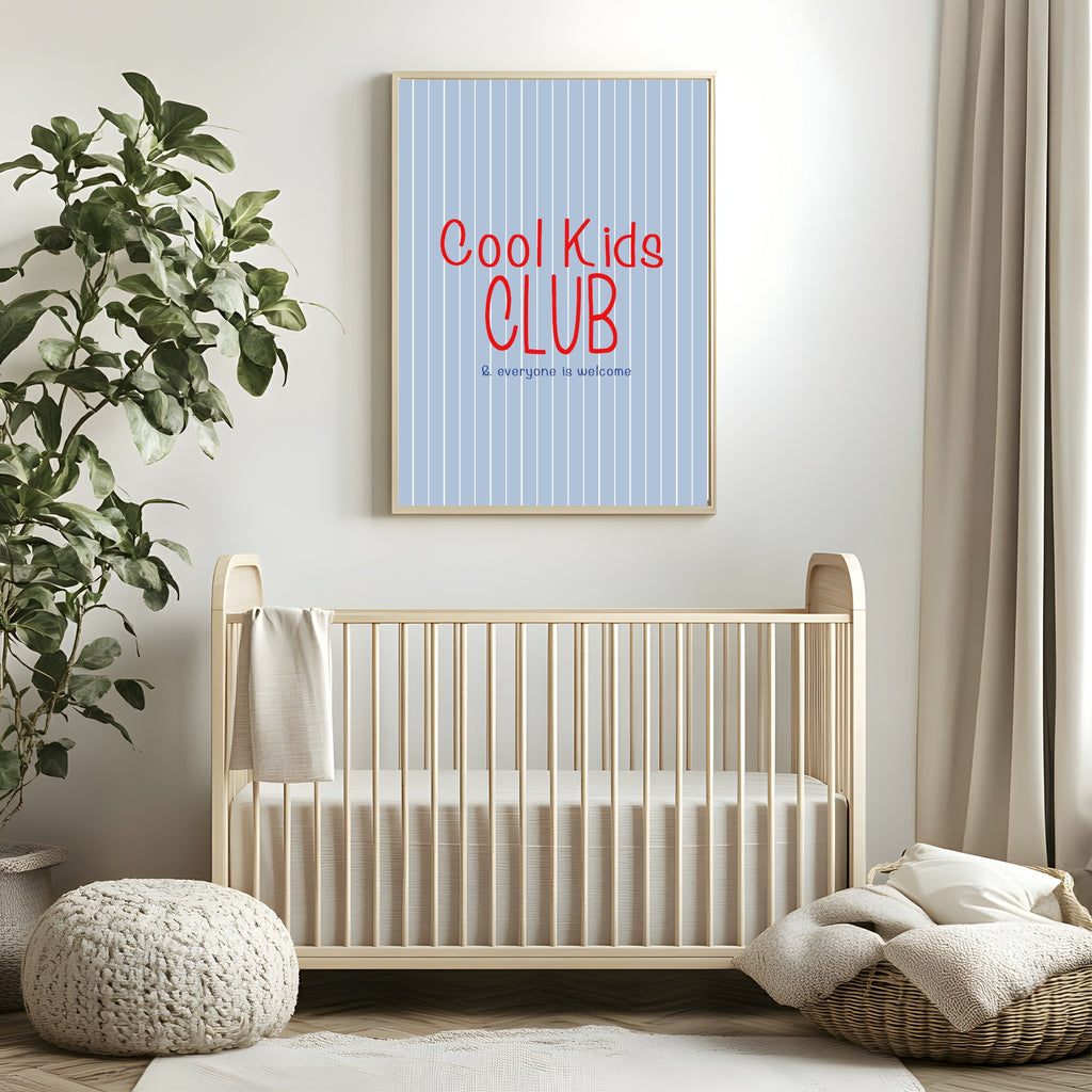 Pinstripe Cool Kids Club Wall Art Print | Blue & Red