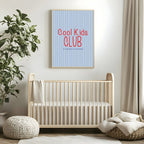 Pinstripe Cool Kids Club Wall Art Print | Blue & Red
