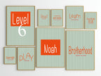 Pinstripe Read Wall Art Print | Green & Orange