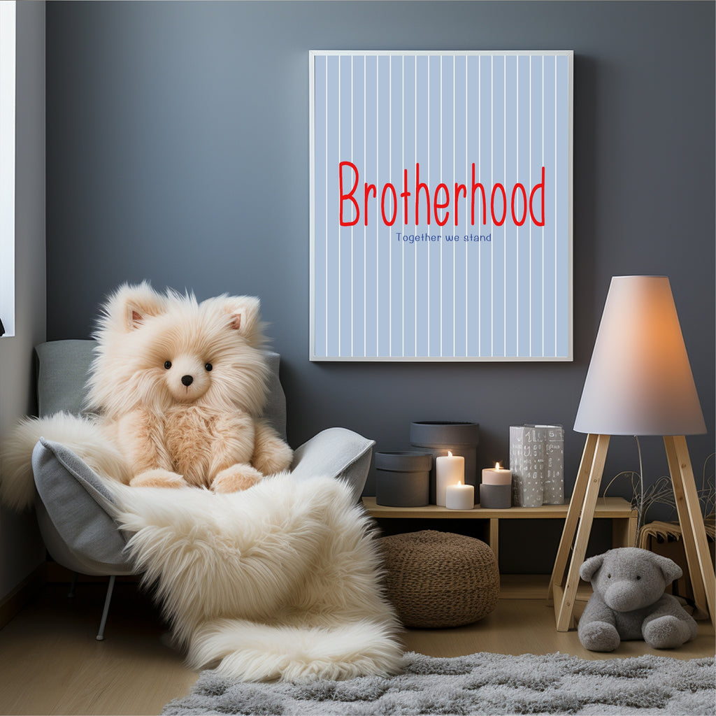Pinstripe Brotherhood Wall Art Print | Blue & Red