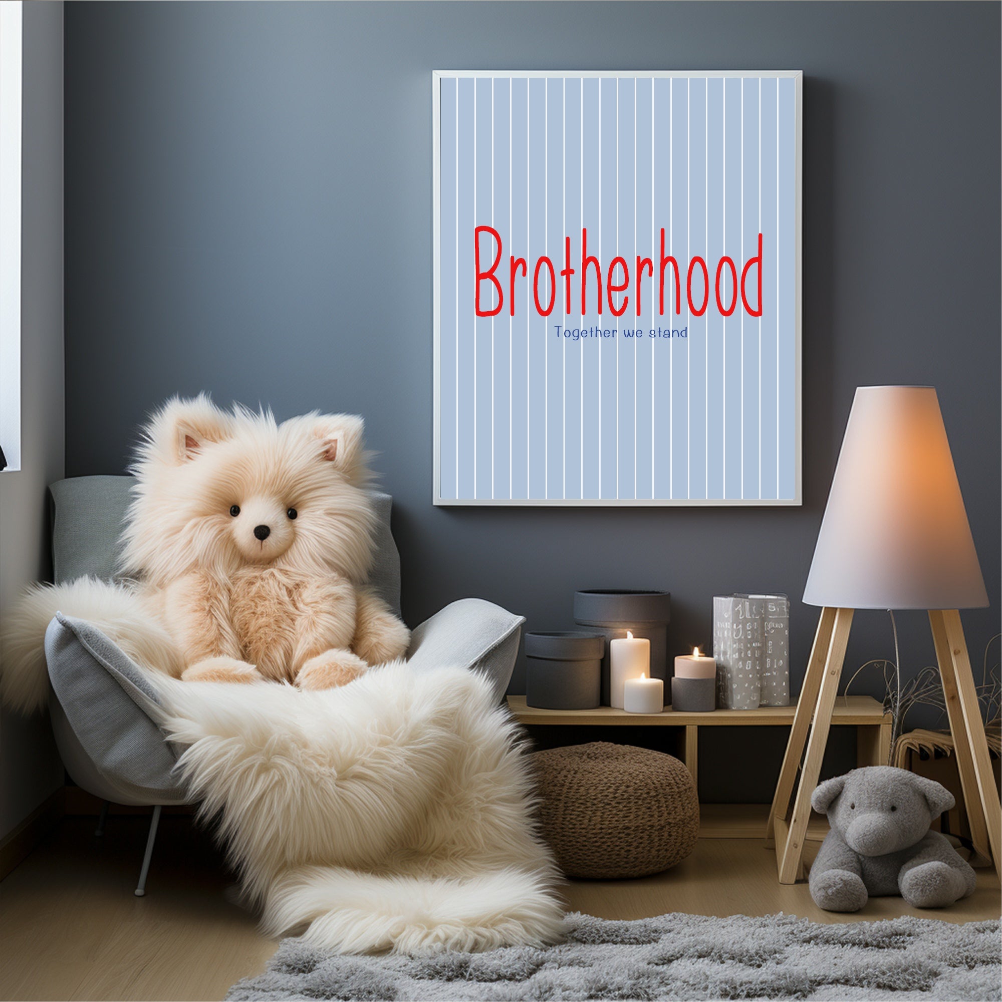 Pinstripe Brotherhood Wall Art Print | Blue & Red