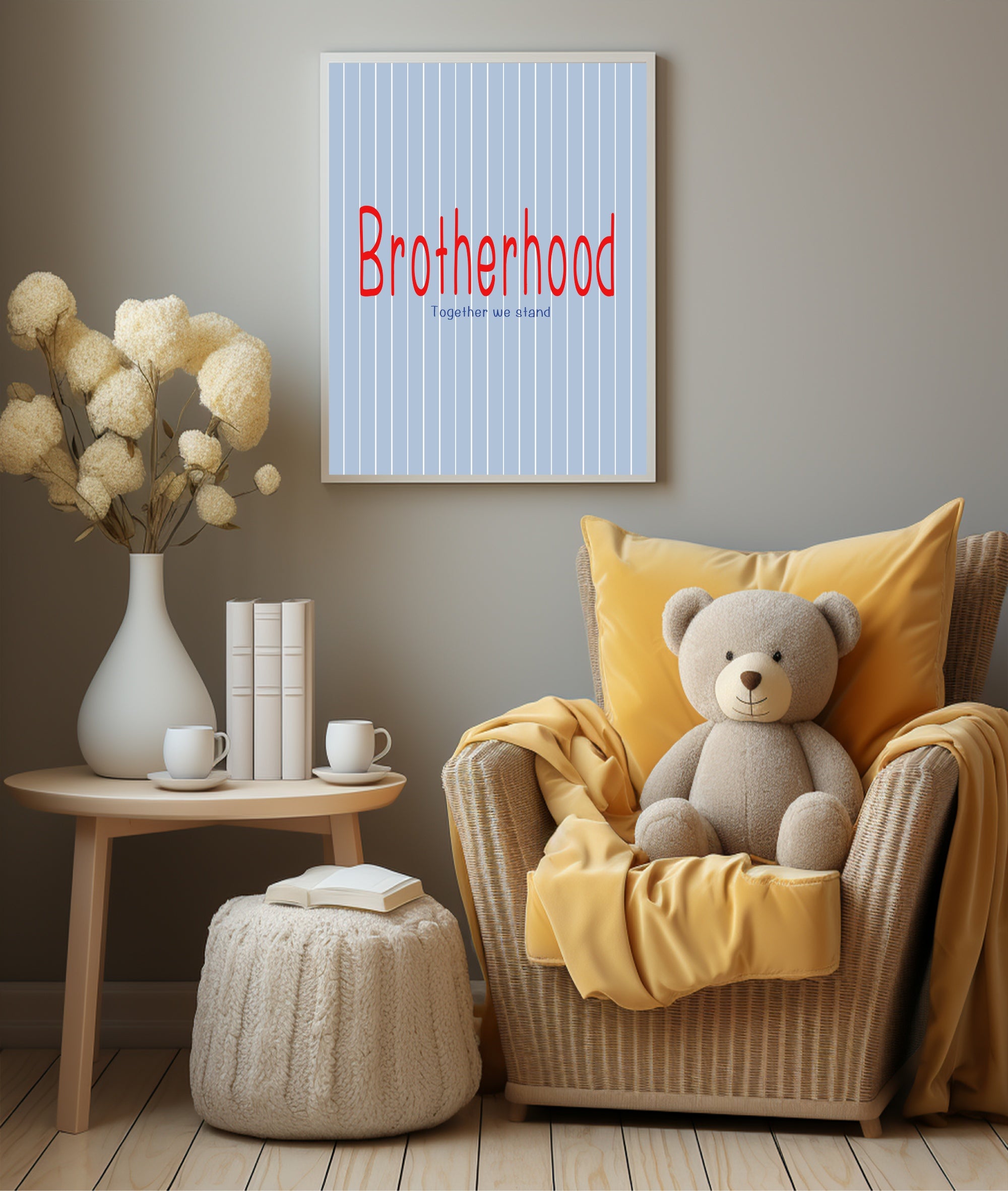 Pinstripe Brotherhood Wall Art Print | Blue & Red