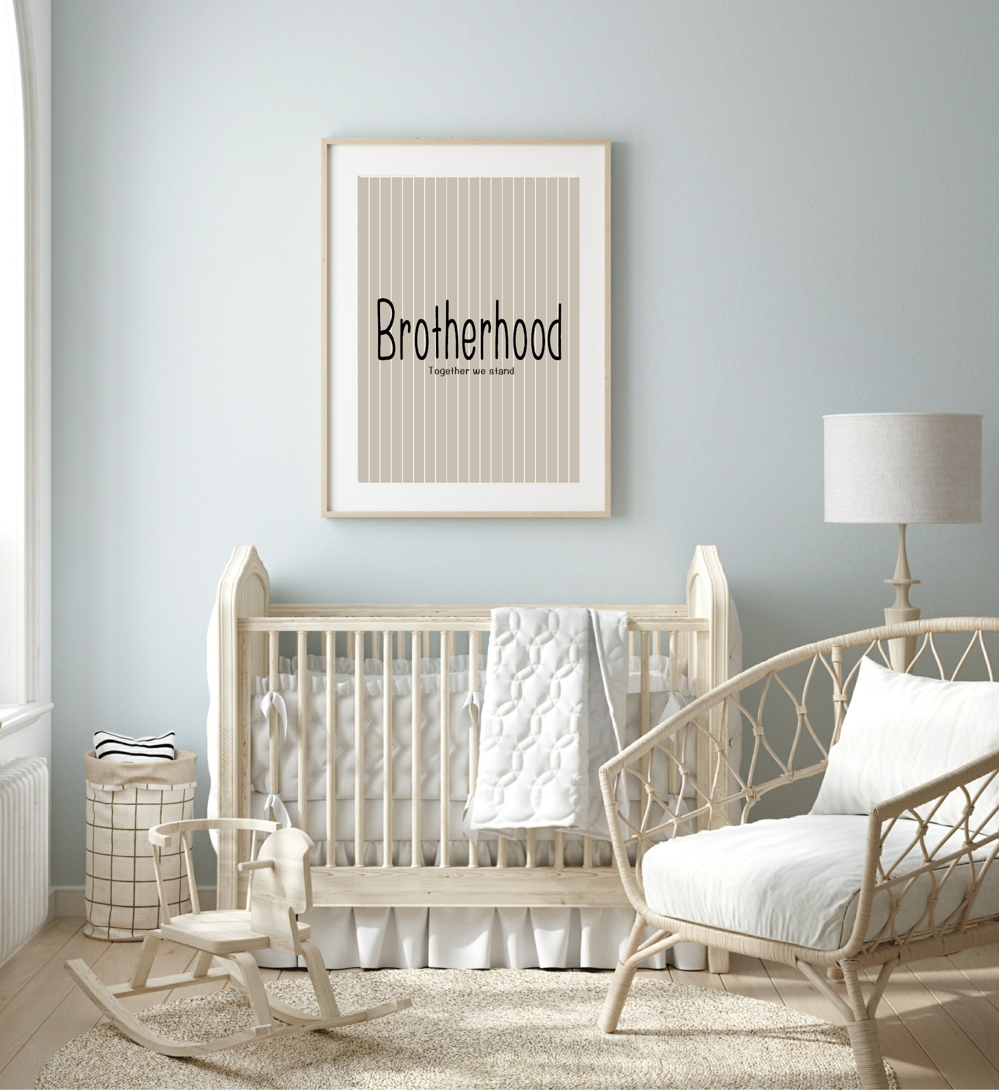 Pinstripe Brotherhood Wall Art Print | Beige & Black