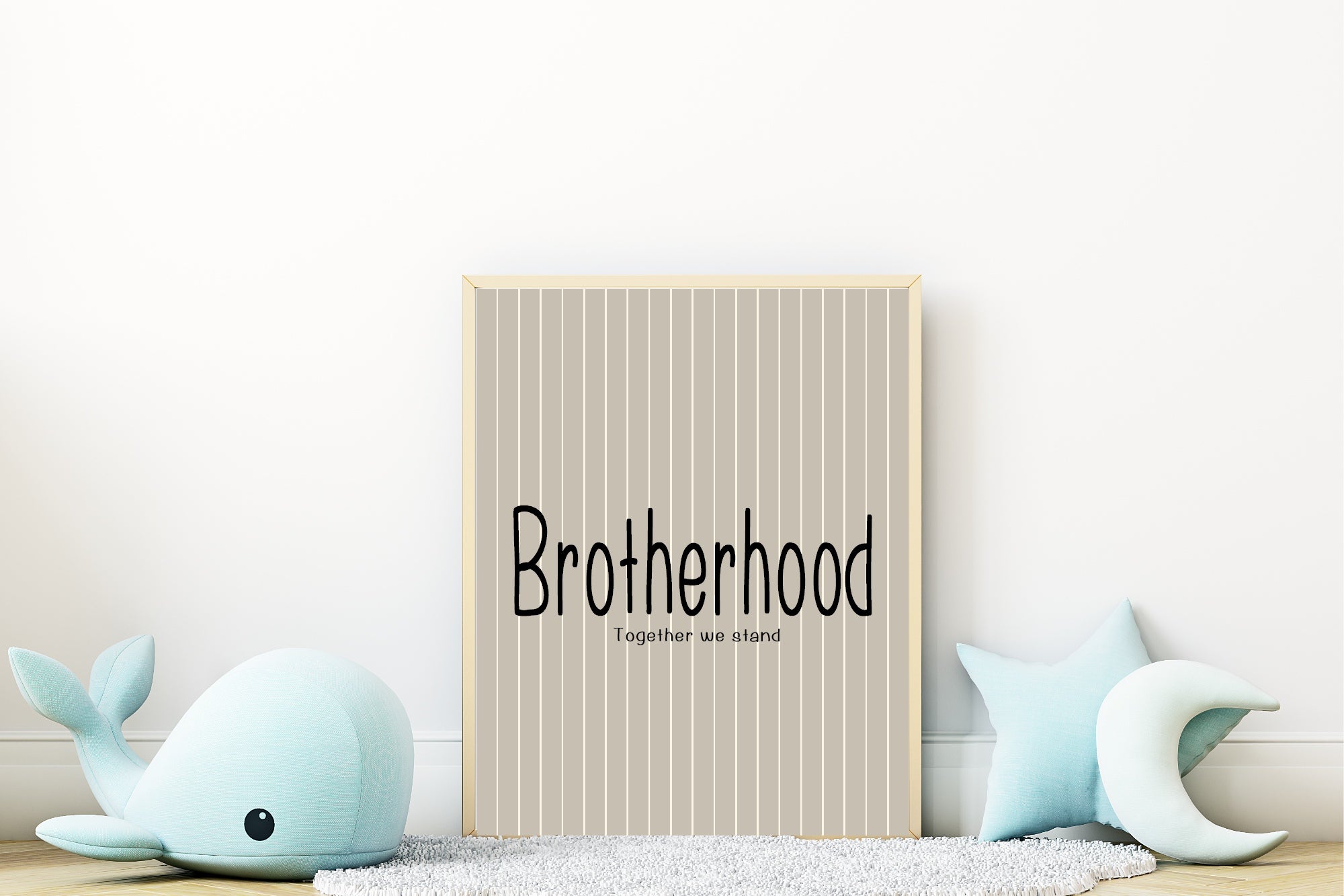 Pinstripe Brotherhood Wall Art Print | Beige & Black